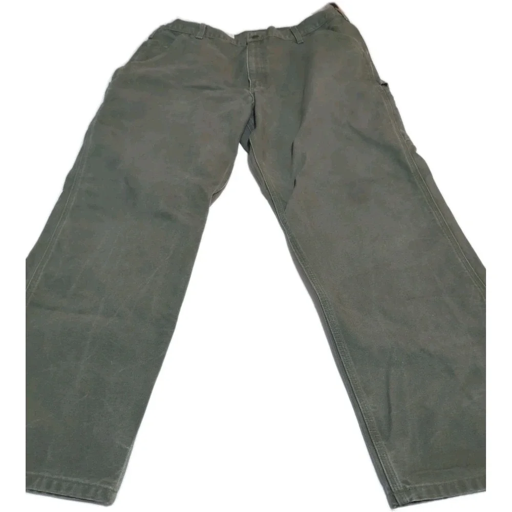 Carhartt Dungaree Carpenter Canvas Pants Men 38x34 Washed Duck Work B11 MOS